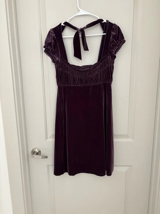 Free People Knit Velvet Faerie Dress in Plum Size M - Picture 1 of 5